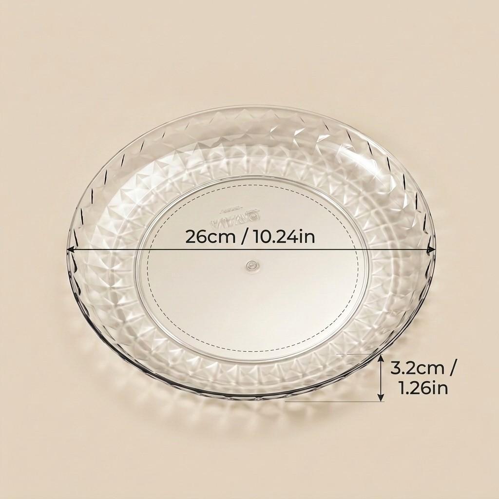 Reusable Plastic Plates Amber PET Dessert Appetizer Serving Dishes Kitchen Tableware Stackable Snack Food Fruit Platter Picnic