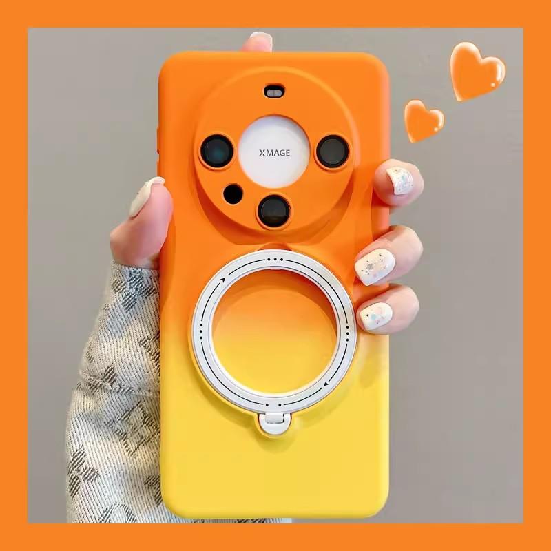 Huawei Pura70 Ultra Mobile Phone Case Gradient Bracket Magnetic Suction Mate60Pro Liquid Silicone Anti-fall Protection Case