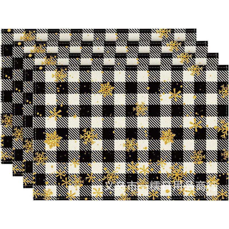 Christmas Snowman & Snowflake Plaid Insulated Placemat - Festive Table Decoration