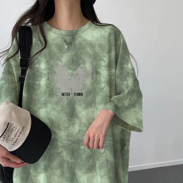 Korean Style Tie-Dye Short-Sleeve T-Shirt Dress – Women's Trendy Summer Fashion