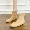 2025 New Korean Version Suede Elastic Boots Daily Thin Short Boots Short Boots Sleeve Thin Boots Versatile Fashion Boots