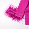 Women's 2025 Korean Style Shawl Collar Jacket with Ostrich Feather Spliced Design