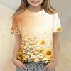 Kids Floral Print Crew Neck Short Sleeve Casual Loose Fit T Shirt Top Suitable for Daily Wear and Outdoor Activities