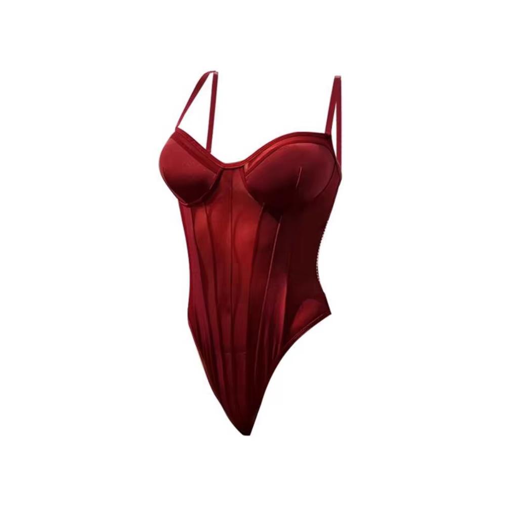 

Прозрачные комбинезоны с глубоким V-вырезом, боди из сетки без рукавов, женские милые комбинезоны-майки, лето M вино красного