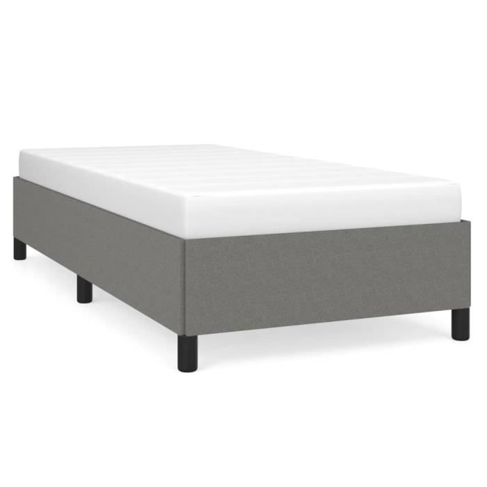 347043 vidaXL Cadre de lit Gris foncé 100 x 200 cm Tissu