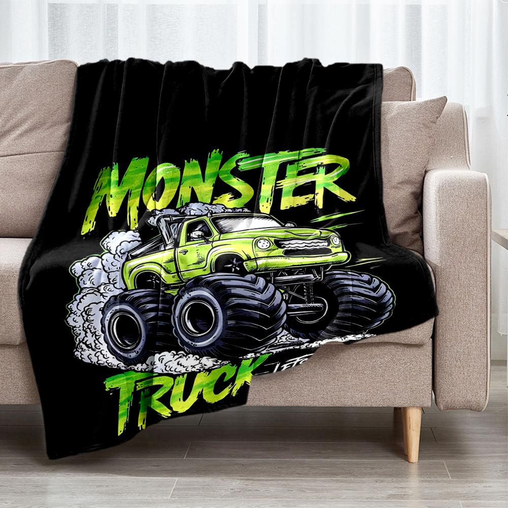 Truck Theme Printed Blanket - Perfect for Couch, Bed, Travel & Outdoor Use | Machine Washable, Cozy & Durable.