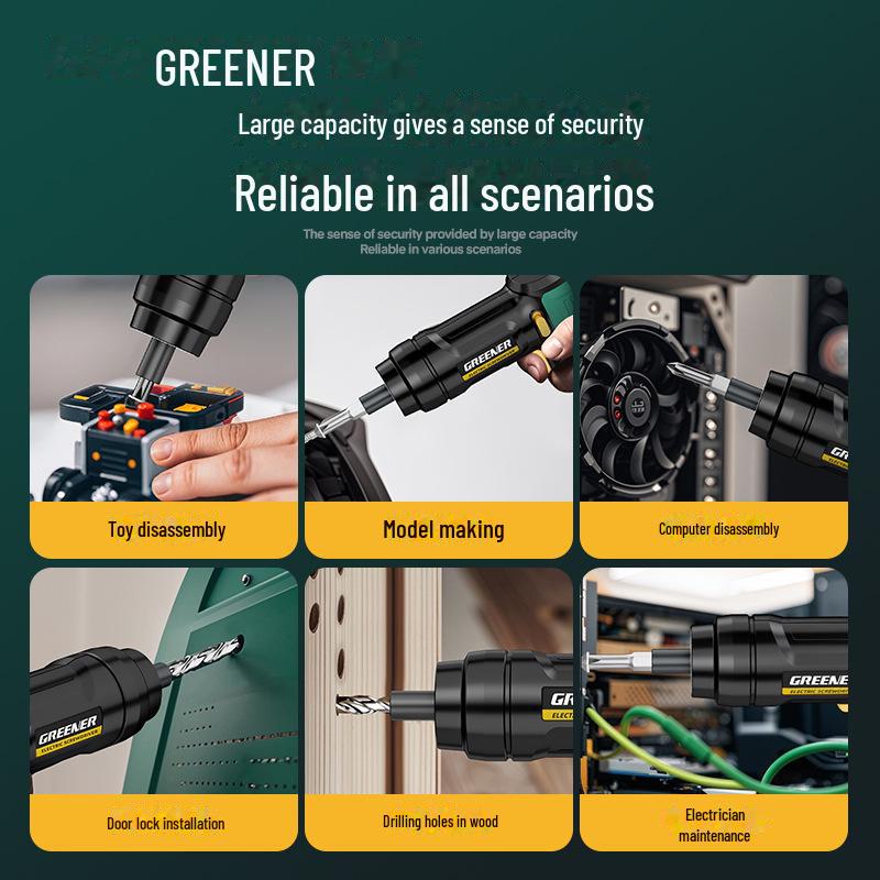 Set șurubelniță electrică reîncărcabilă tip T Green Forest & set de găurit