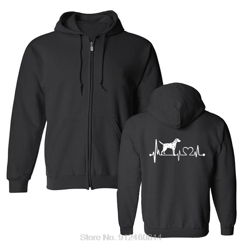 Dalmatian Dog Heartbeat Pullover Hoodie Cotton Fashion Hoody Funny Jacket Zip Up Hoodie Sweatshirt Casual Hip Hop Streetwear