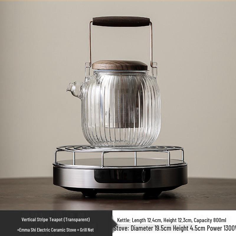Glass Tea Kettle & Brewing Set for Induction Cooker: White Pot for Boiling, Steaming & Health-Preserving Tea at Home