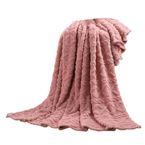 AC Blanket Ultra-Soft Single-layer Plush Comfort Pure Color Jacquard Woven Rhombus Pattern