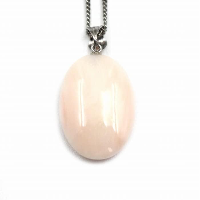 Pink Coral Oval Pendant with 14K White Gold Hardware Gift Wrapping and Gift Tag Includes a 40cm Plated Chain Be Changed To an 18K Gold Chain Undyed
