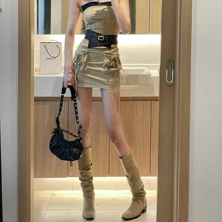 

Pile boots women s boots 2025 winter new thick heel knight boots western cowboy boots tall breathable boots 35 хаки