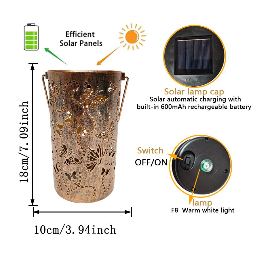 1PC Butterfly  Solar-Powered Outdoor Lantern  Durable Plastic Outdoor LED Lanterns for Patio, Garden, Balcony Decor  Fence
