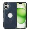For iPhone 16 Case Magnetic Kickstand PU Leather Coated PC+TPU Phone Cover