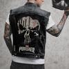 2286 Outdoor Casual Retro Denim Vest Printed Men's Denim Vest Waistcoat
