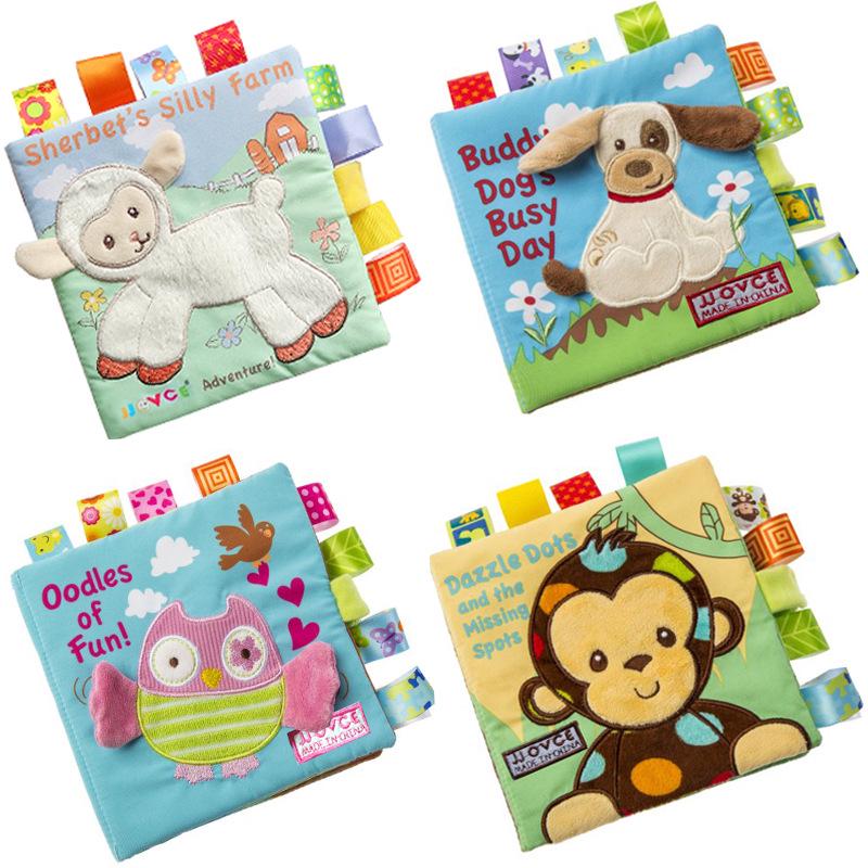 Non-Toxic Animal Style Monkey/Owl/Dog Newborn Baby Toys Learning Educational Kids Cloth Books Cute Infant Baby Fabric Book Ratteles Toy