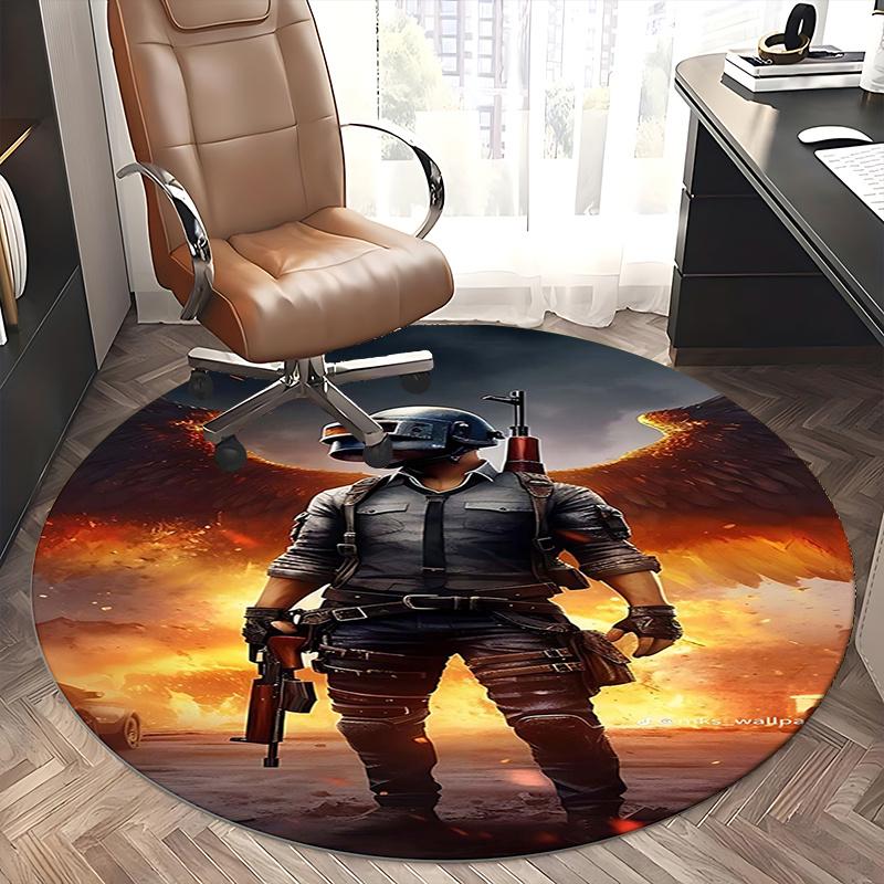 PUBG Character,Battle Royale Gear Chair mat Round Rug Office carpet, Non slip, Suitable for Living Rooms, Bedrooms decor.1205378a