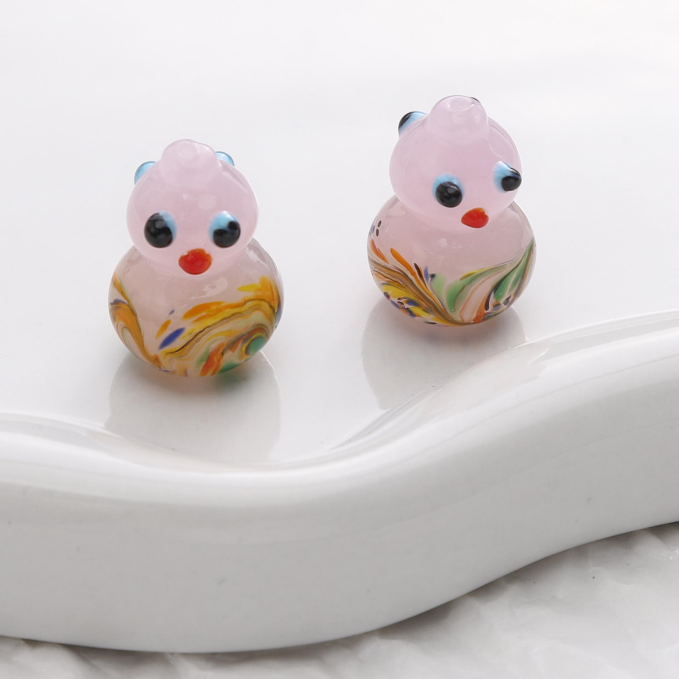 

15x21мм Нарисованные от руки Цветные Хвост Феникса Тыква Промежуточные Рассыпные Бусины Стеклянная Бусина Для DIY Браслетов Ожерелий Изготовления Ювелирных Изделий розовый