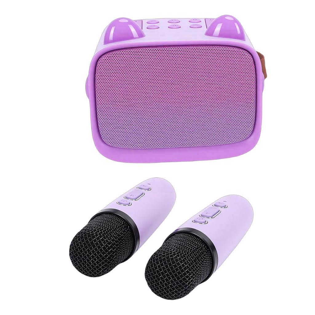Mini Karaoke Machine Toy Kids Boys Girls Portable Bluetooth Speaker with 2 Wireless Mics for Early Education Home