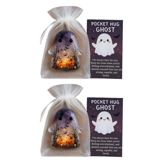 

Карманные карточки-призраки Карманные обнимашки Призрак с карточкой с ободрением Милый миниатюрный призрак из смолы Жетон эмоциональной поддержки Вдохновляющие подарки для друзей семьи 2pcs A