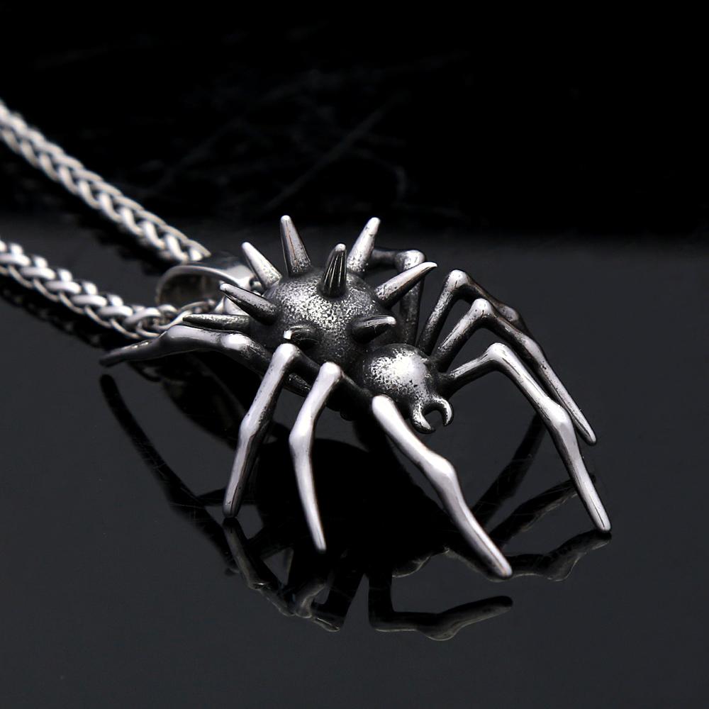 Punk Spinnenhalskette Für Männer Edelstahl Gotisch Vintage Tieranhänger Einzigartiger Biker Schmuck Geschenke Dropshipping