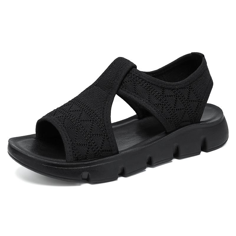 Women's Summer Fly-Knit Breathable Open-Toe Sandals & Slippers, Polyurethane Lightweight Design