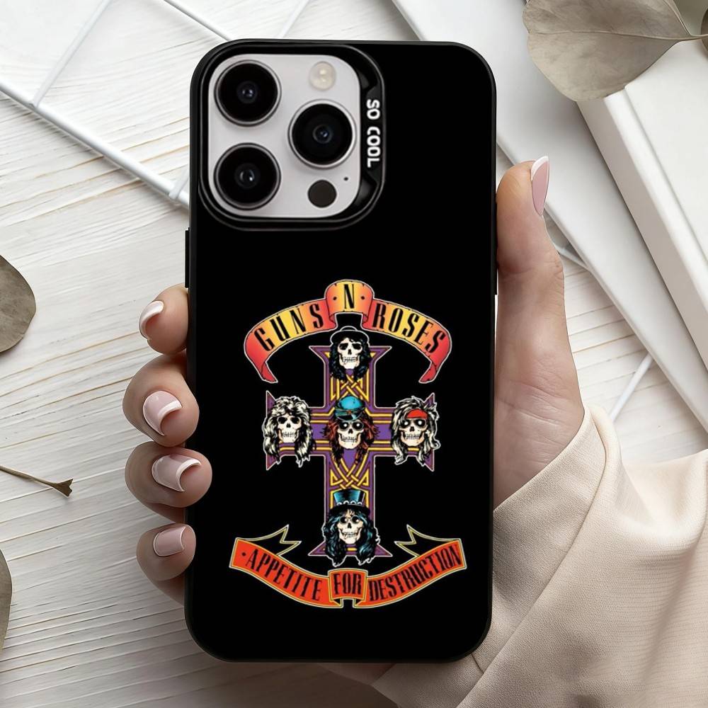 Band G-Guns-S N R-Roses Phone Case For iPhone17,16,15,14,13,12,11 Plus,Pro Max Candy Silver Plated Inside Cover
