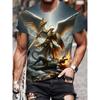 Mens 3d Angel Warrior Graphic T Shirt Golden Sword Design 3D Printed Tshirt For Men Clothes Wing Ornate Border Unisex Tee Tops