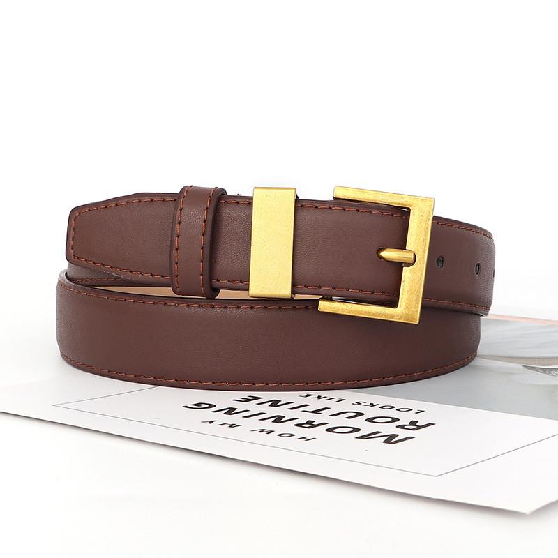 Fashion Pu Womens Leather Waist Belt With Square Pin Buckle For Business Wear