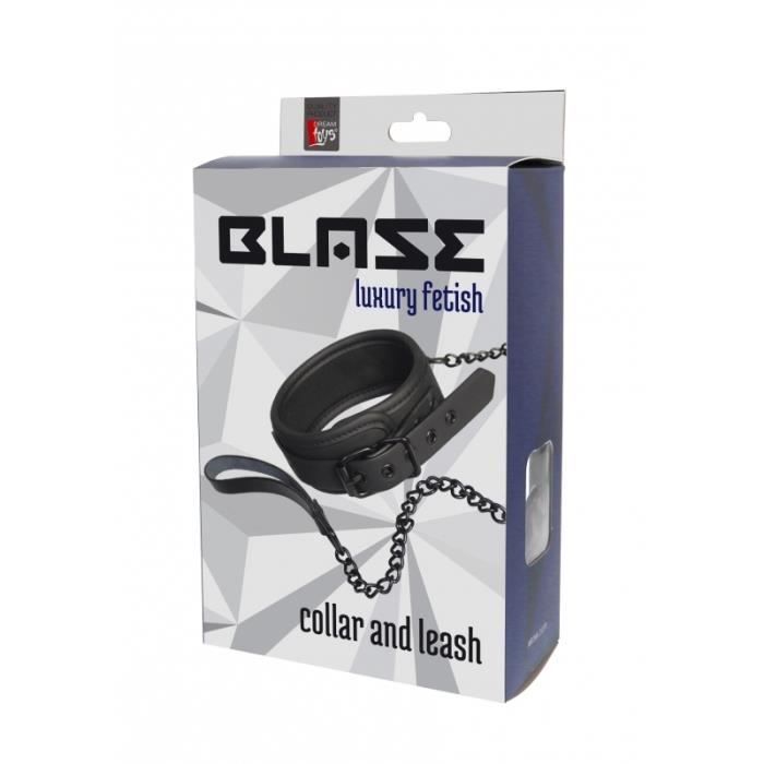Collier et Laisse - BLAZE - Luxuty Fetish - Simili Cuir Noir - Réglable - Finition de Qualité