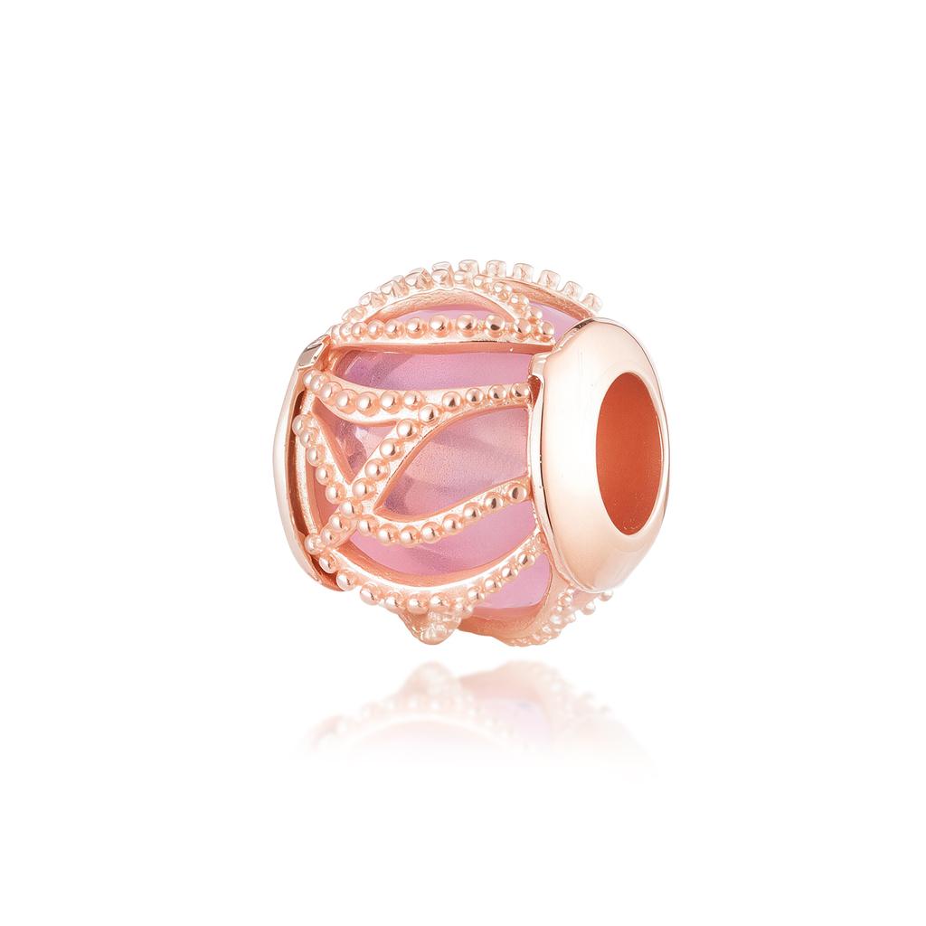 New Rose Gold Color Charm For Women Shiny Cubic Zirconia Beads Heart Star Sun Diy Fit Original Silver 925 Bracelets Jewelry Gift