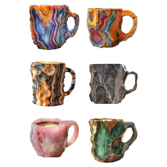 Kaffeetassen Kaffeetasse aus Mineralglas mit Kunstkristallen, 325 ml, Teetasse aus Kunstharz