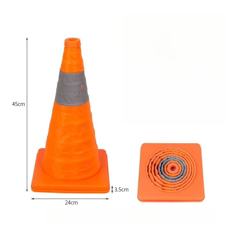 1pc Collapsible Traffic Safety Cones - Reflective Orange Parking Cones with Collar, for Parking Lot/Driveway/Driving Training