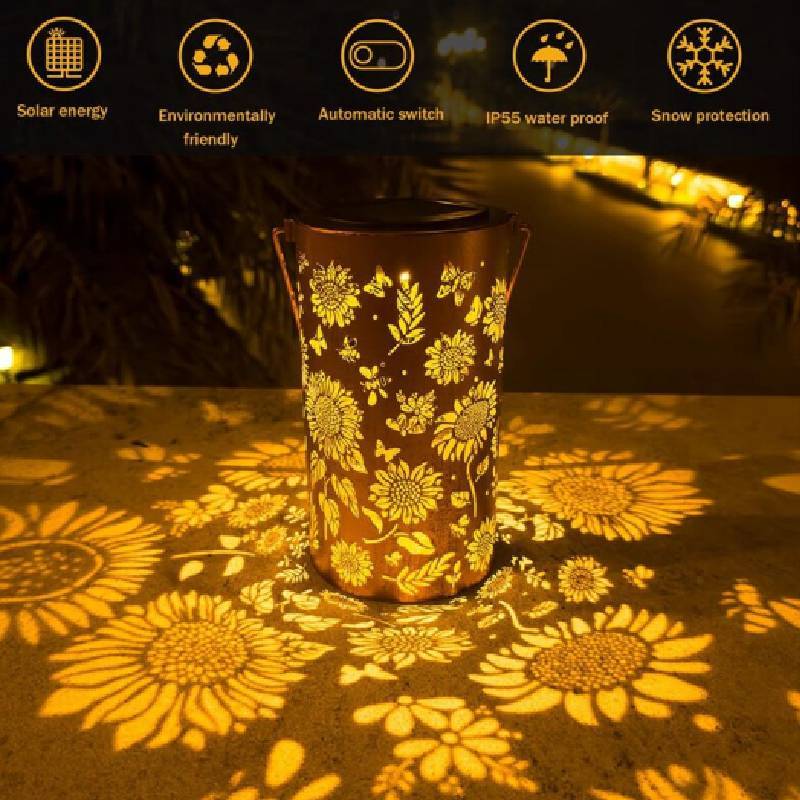 Sonnenblumen-Solar-Gartenleuchte mit Metallskulptur für die Außendekoration des Gartens