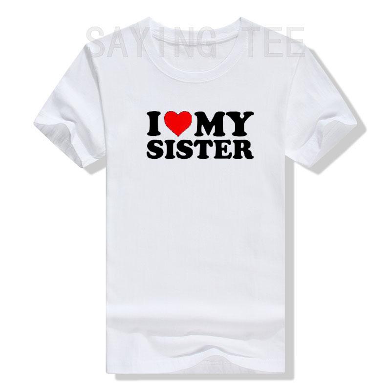 Ich Liebe Meine Schwester T-Shirt Ich Liebe Meine Kleine Schwester Grafik T-Shirt Oberteile Lustige Sprüche Buchstaben Gedruckte Outfits Familie Partnerlook Kleidung