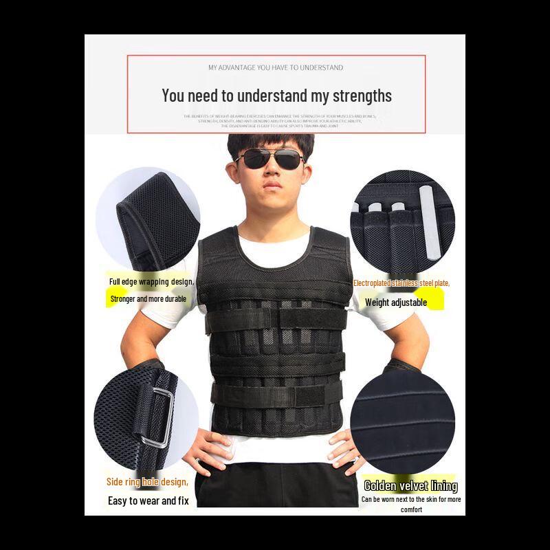 Yongduo Men's Adjustable Weight Steel Plate Weighted Vest