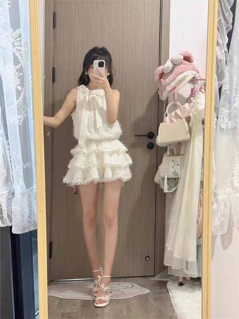Female summer gentle little fragrant wind birthday princess waist cake tutu skirt rich family daughter feeling neck dress