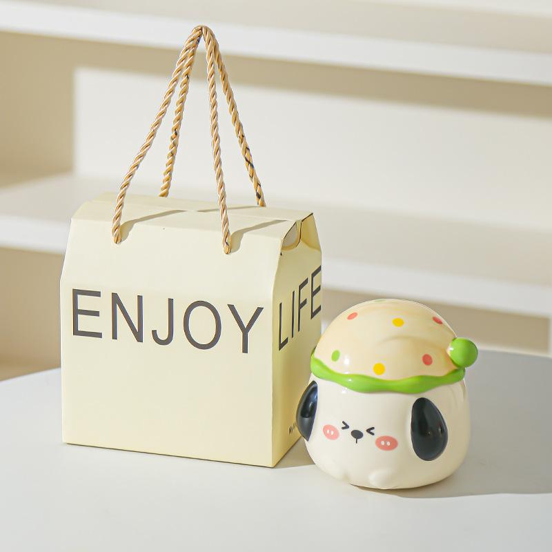 Cartoon Puppy Cute Mug with Lid Office Drinking Water Cup Couple Girl Water Cup Souvenir Gift Cup Coffee Cup