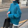 Lazy wind turtleneck sweater women's inner wear autumn and winter loose outer wear retro thickened soft waxy bottoming knitted sweater