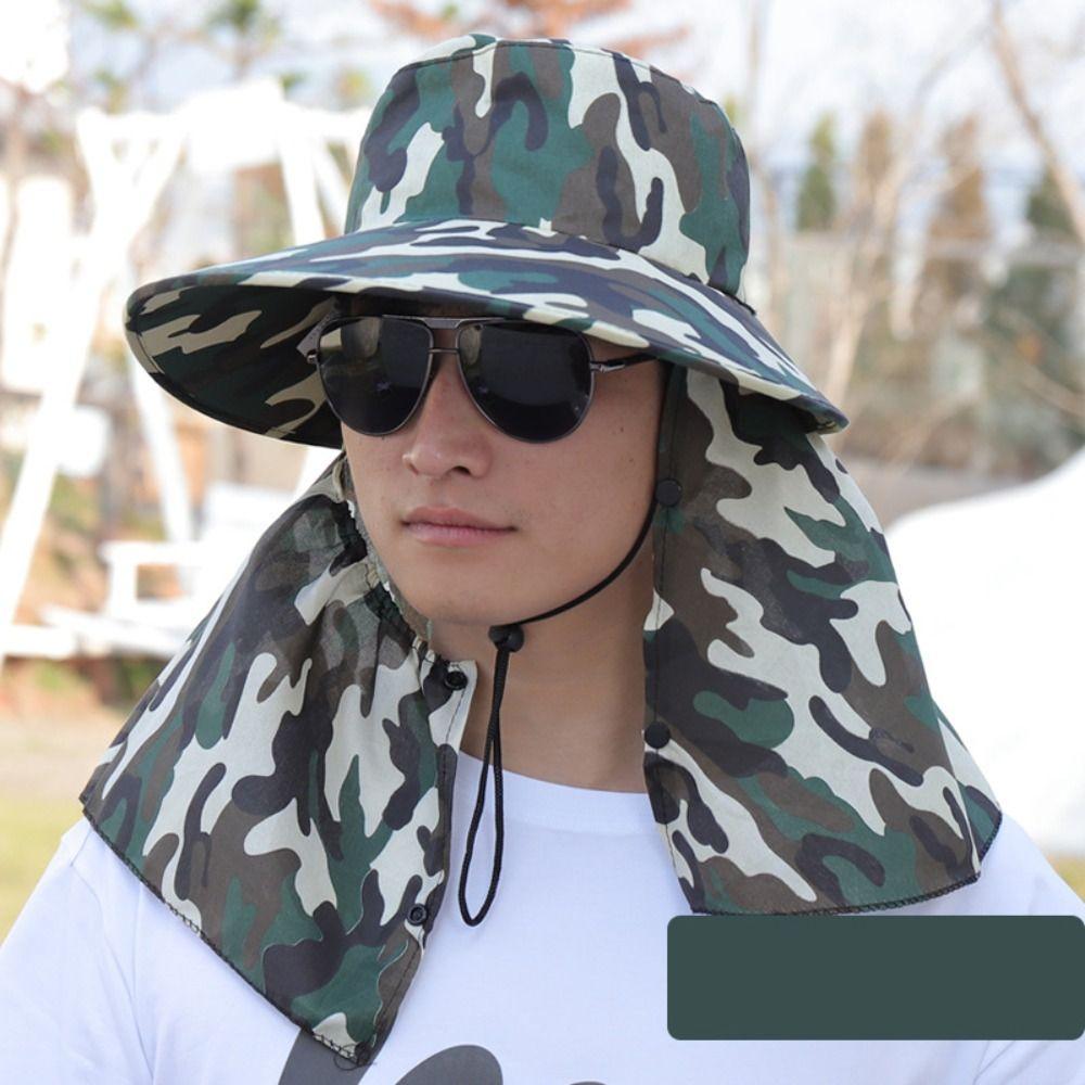 

Neckline Mask Sunscrean Bucket Hat Camouflage Outdoor Fishing Cap Fashion Cover Face Cap Hiking style C