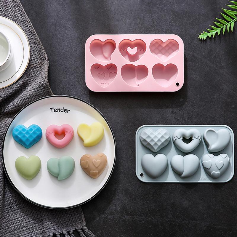 Heart Silicone Mold For Chocolates,6-Cavity Silicone Heart Chocolate Mold,Nonstick Heart Shaped Silicone Mold For Cupcakes,Candy