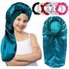 Toucas Longas para Crianças Meninas, Touca de Seda para Criança Dormir, Touca de Dormir para Tranças Cabelo Longo Cabelo Cacheado Azul-petróleo