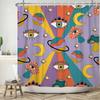 70's Colorful Flowers Shower Curtain Rainbow Mushroom Printing Bathroom Curtains Polyester Waterproof Bathtub Screen with Hooks