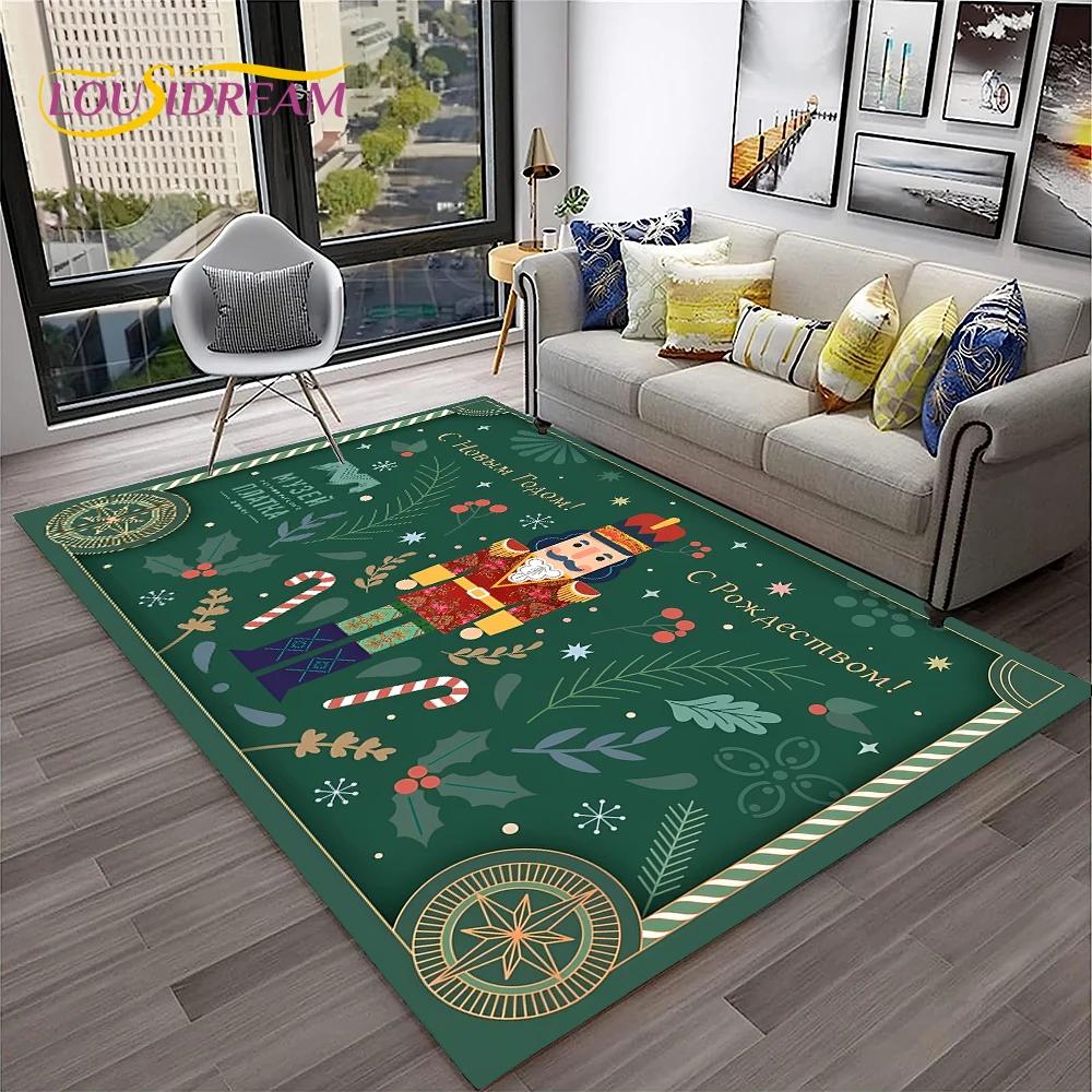Nutcracker Christmas Tree Cartoon Fairy Tales Carpet Rug for Home Living Room Bedroom Sofa Doormat Decor,kids Non-slip Floor Mat