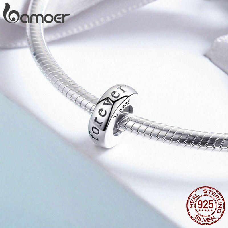 BAMOER Romantic New 925 Sterling Silver I Love You Forever Engrave Dištančné korálky vhodné na náramok Charm
