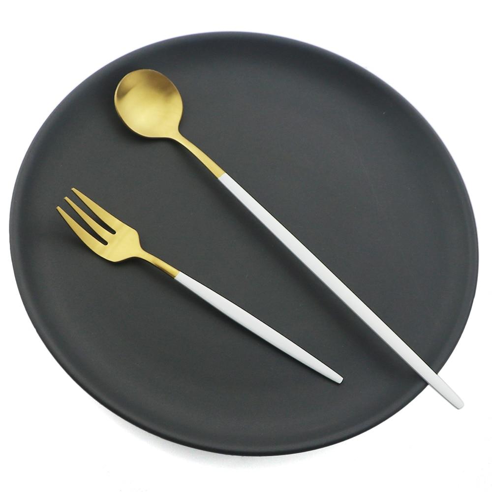 6Pcs Colorful Forks Set Tea Cake Snack Fork Dinnerware Cutlery Matte Stainless Steel Tableware Dessert Fruit Fork Silverware Set