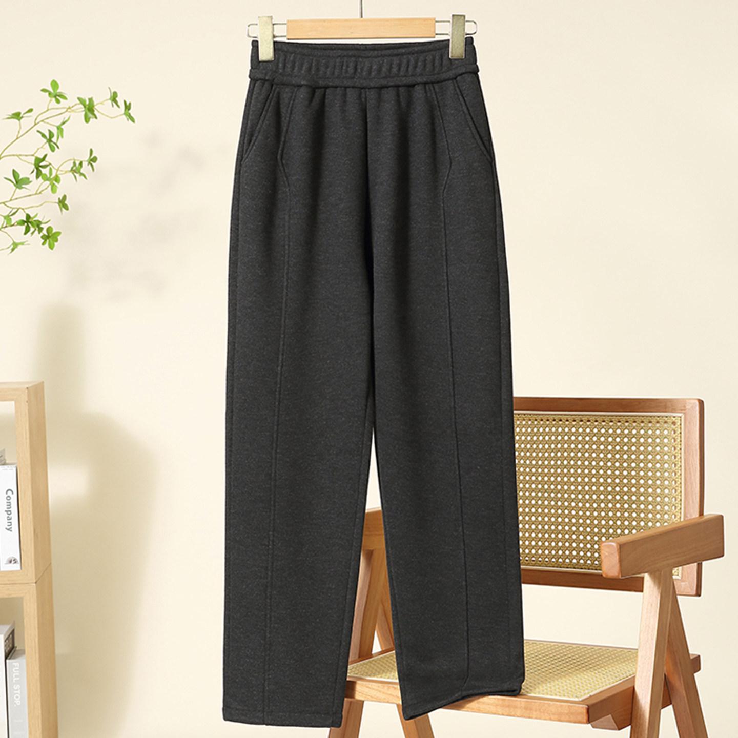 

Mom s Plus Velvet High Waist Loose Straight-Leg Pants for Autumn/Winter - Middle-Aged & Elderly 3XL [120-130 lbs]
