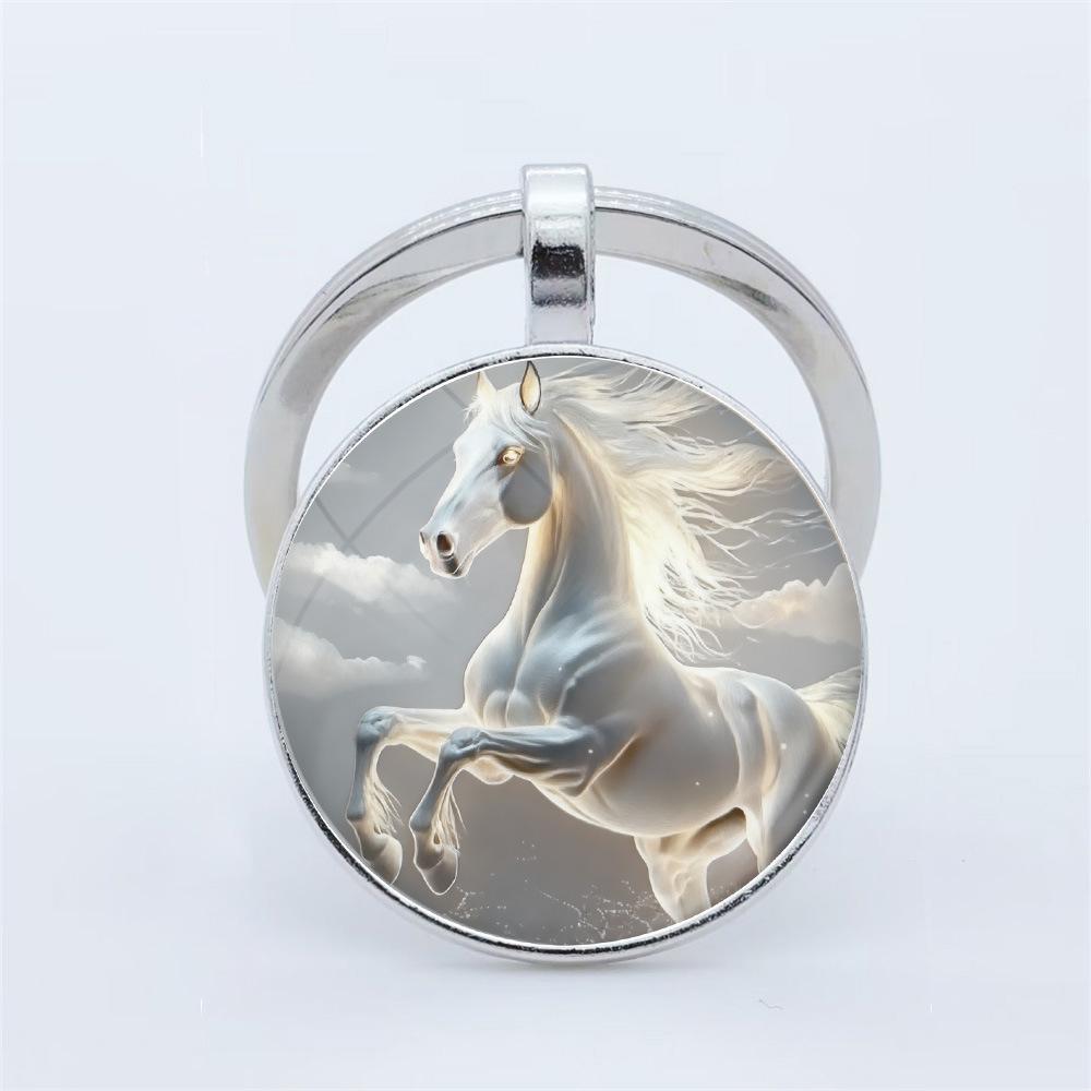 Круглая подвеска-брелок с узором жеребца - Популярный металлический брелок-кольцо, подарок
