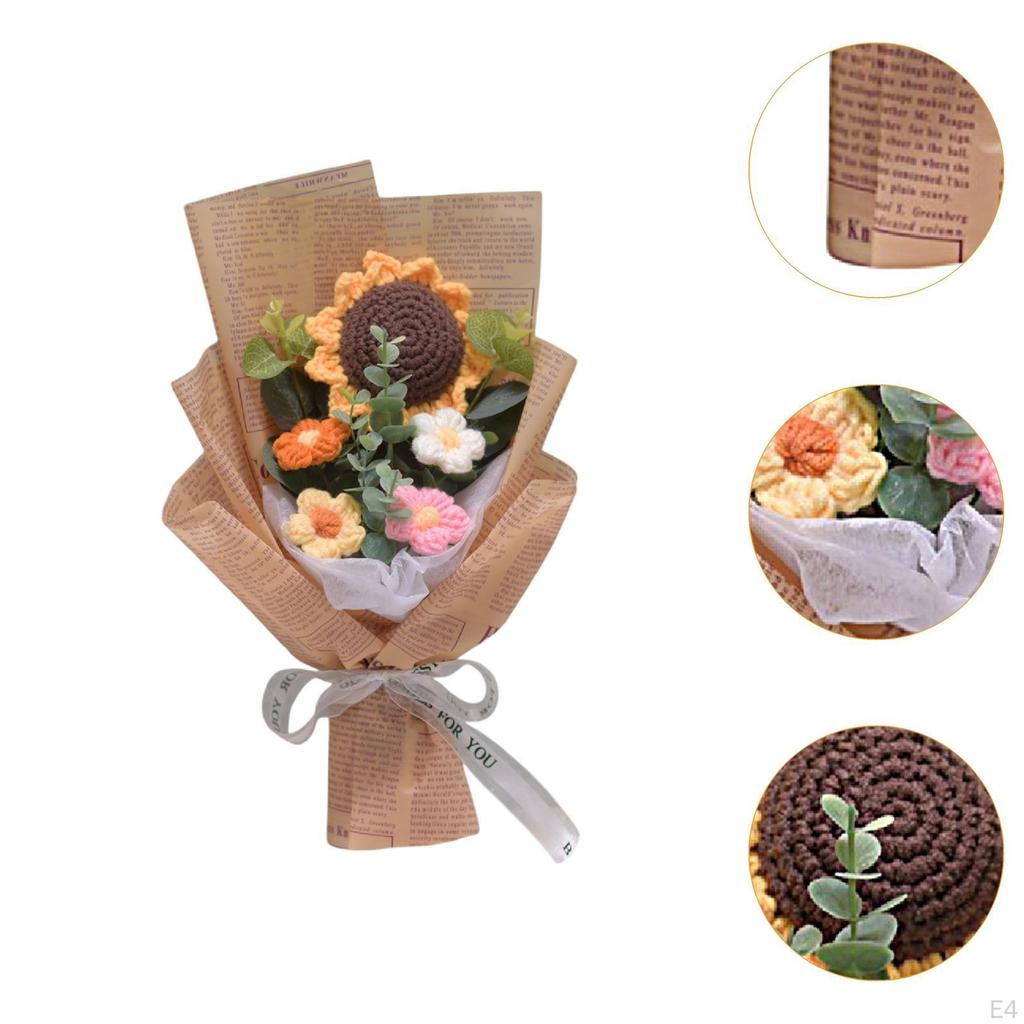 Crochet Flower Bouquet Artificial Finished Home Office Decor Floral