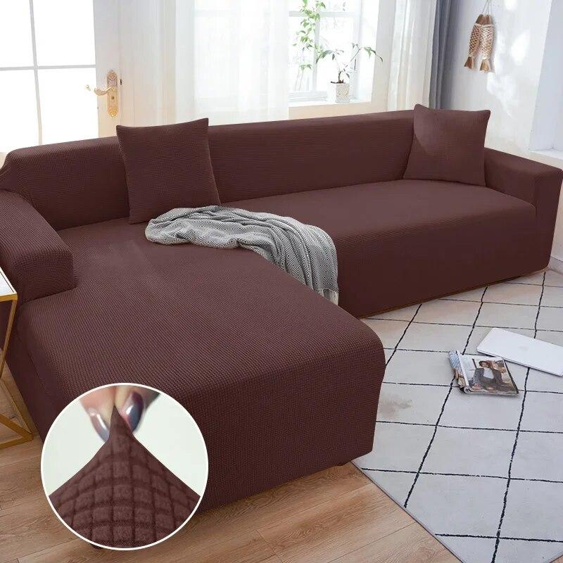 Solid Color Sofa Cover 1/2/3/4 Seater Sofa Cover for Living Room Elastic Spandex L Shaped Corner Sofa Cover Couch Cover for Sofa